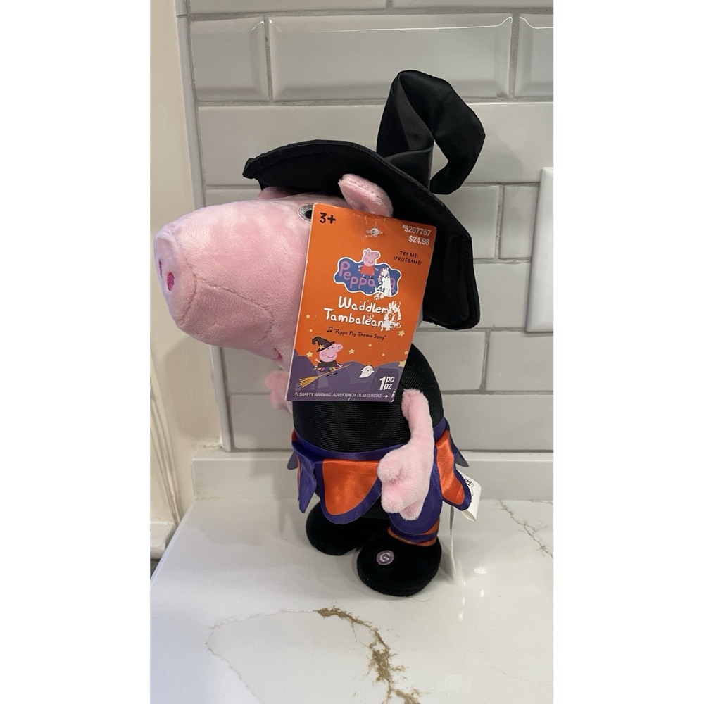 Peppa Pig Witch Halloween Waddler Gemmy Animated Music Plush Tabletop 12" New
